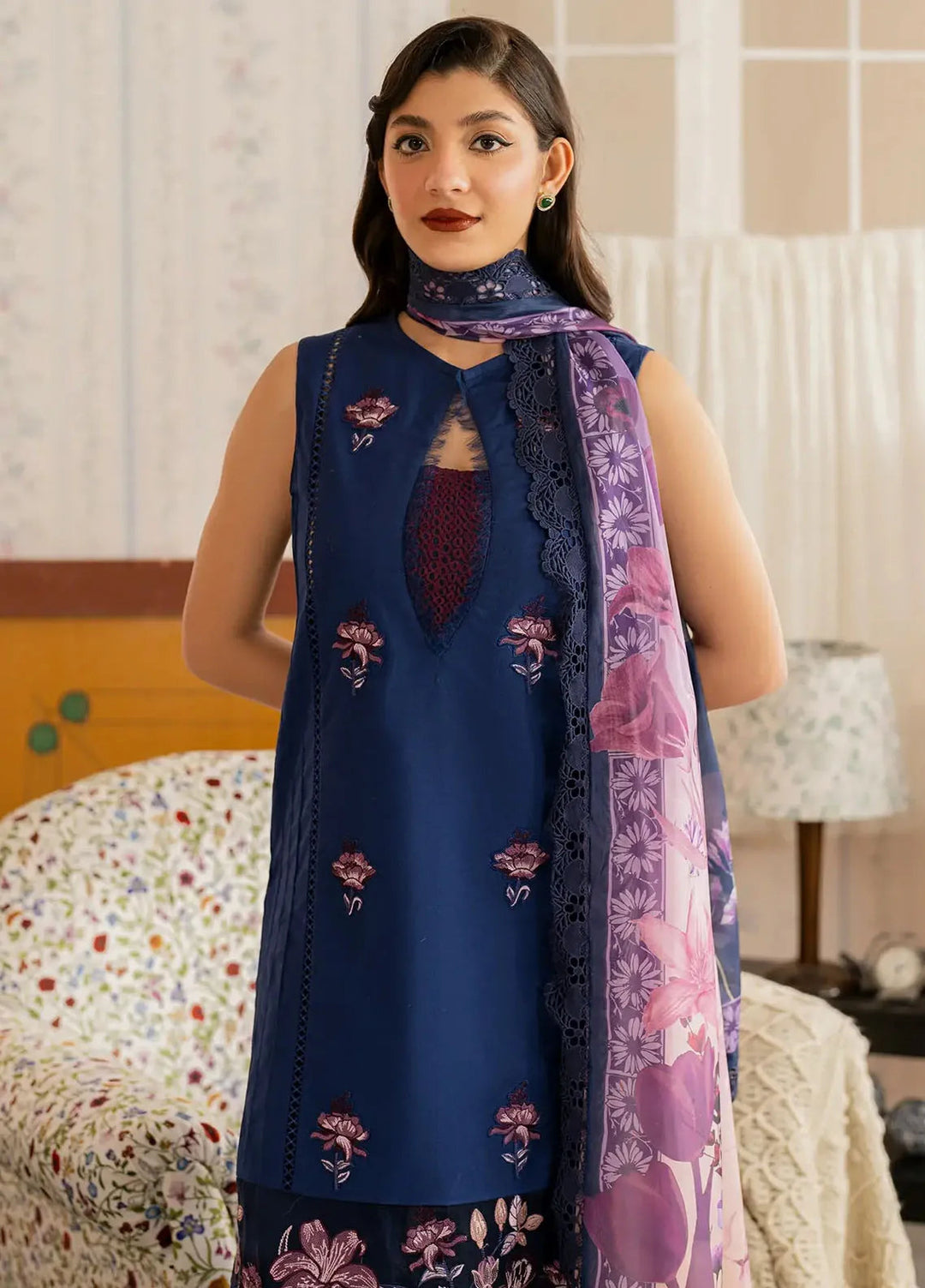 Asifa and Nabeel Embroidered Lawn Suits Unstitched 3 Piece AN25MV MSLV25-18 Resham - Summer Collection