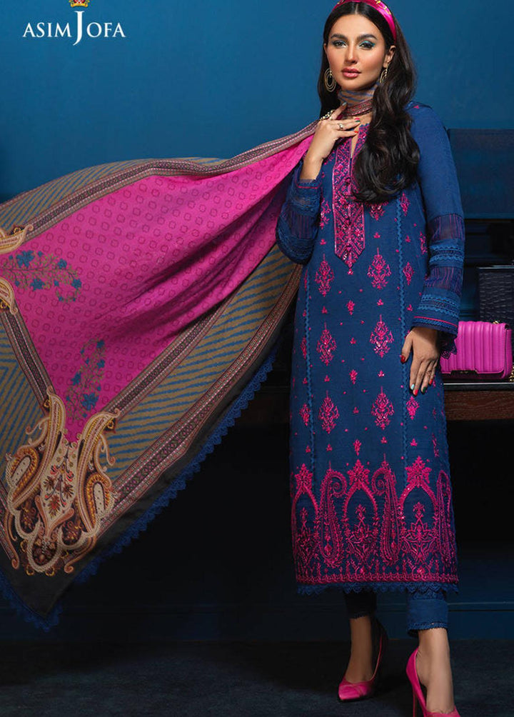 Asra By Asim Jofa Embroidered Khaddar Suits Unstitched 3 Piece AJ21A AJE-01 - Winter Collection
