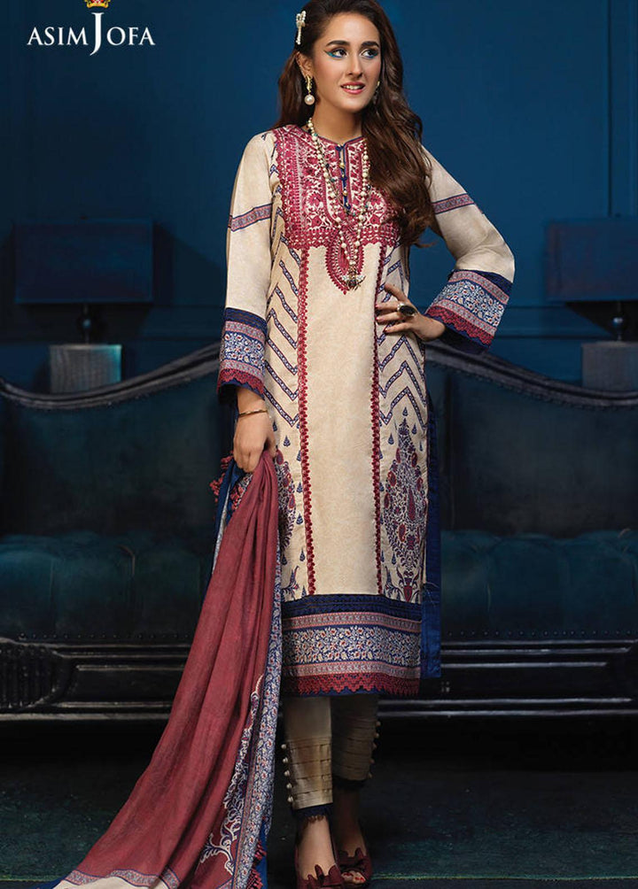 Asra By Asim Jofa Embroidered Cambric Suits Unstitched 3 Piece AJ21A AJE-04 - Winter Collection