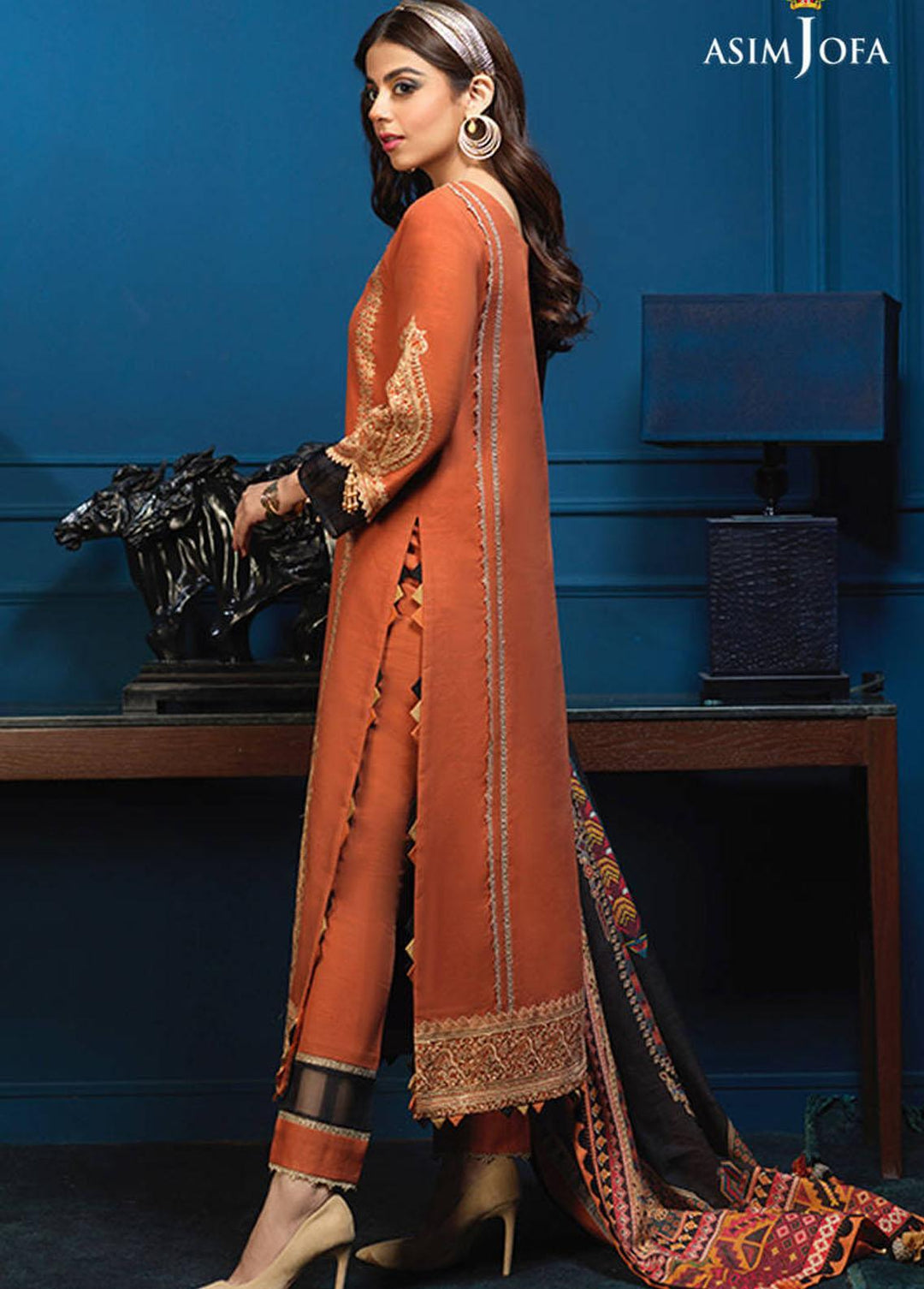 Asra By Asim Jofa Embroidered Khaddar Suits Unstitched 3 Piece AJ21A AJE-05 - Winter Collection