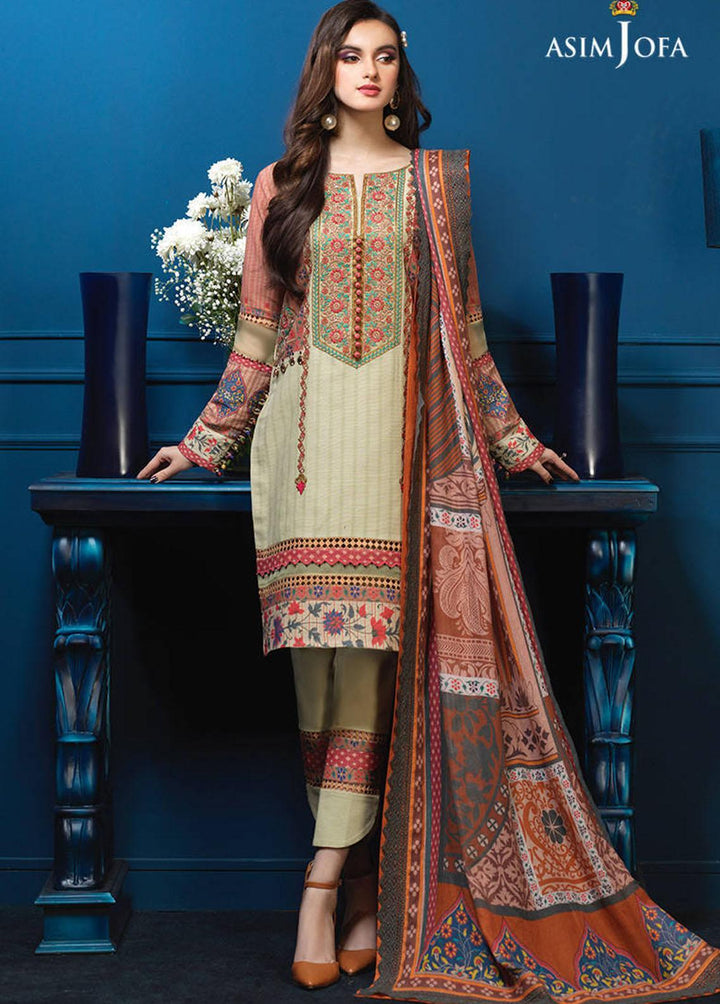 Asra By Asim Jofa Embroidered Khaddar Suits Unstitched 3 Piece AJ21A AJE-06 - Winter Collection