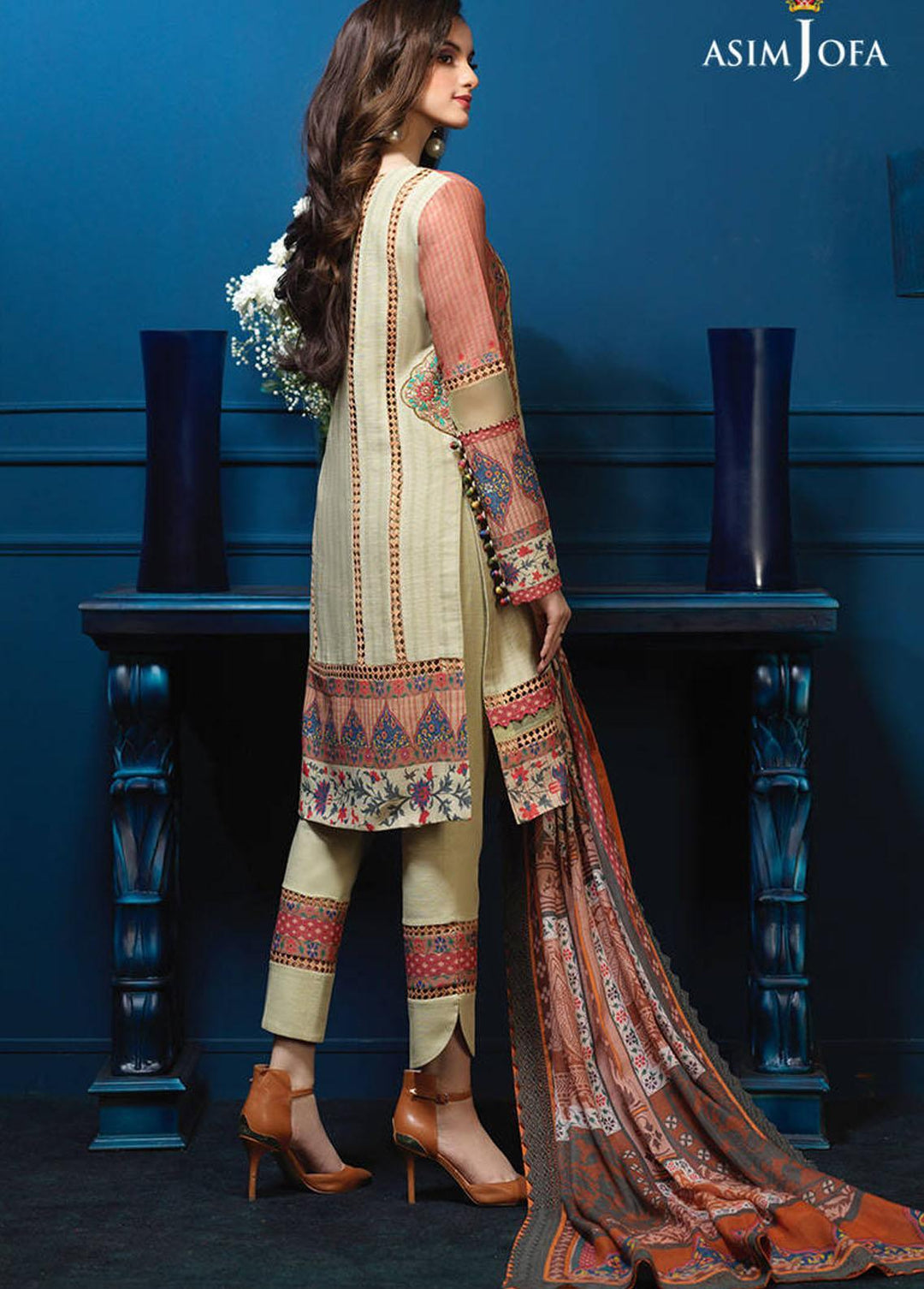Asra By Asim Jofa Embroidered Khaddar Suits Unstitched 3 Piece AJ21A AJE-06 - Winter Collection