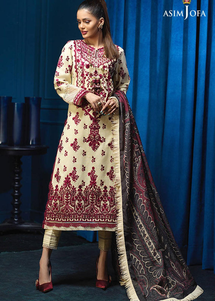Asra By Asim Jofa Embroidered Karandi Suits Unstitched 3 Piece AJ21A AJE-07 - Winter Collection