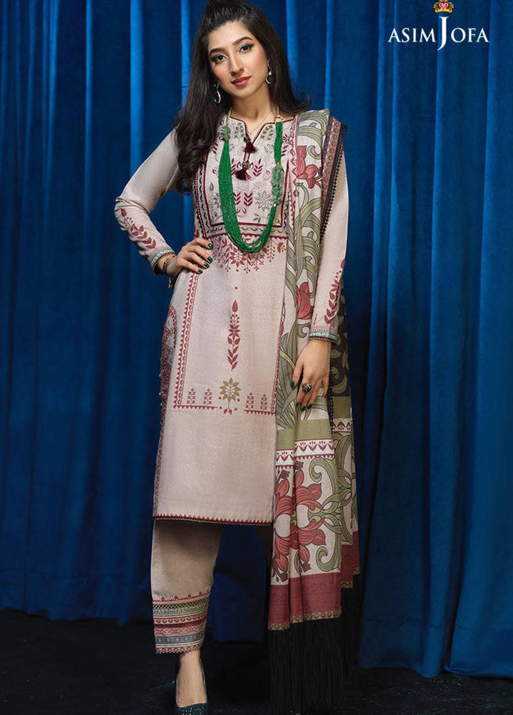 Asra By Asim Jofa Embroidered Karandi Suits Unstitched 3 Piece AJ21A AJE-08 - Winter Collection