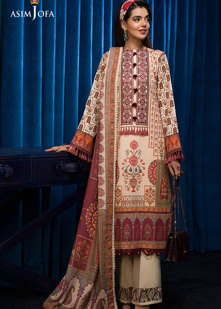 Asra By Asim Jofa Embroidered Cambric Suits Unstitched 3 Piece AJ21A AJE-09 - Winter Collection