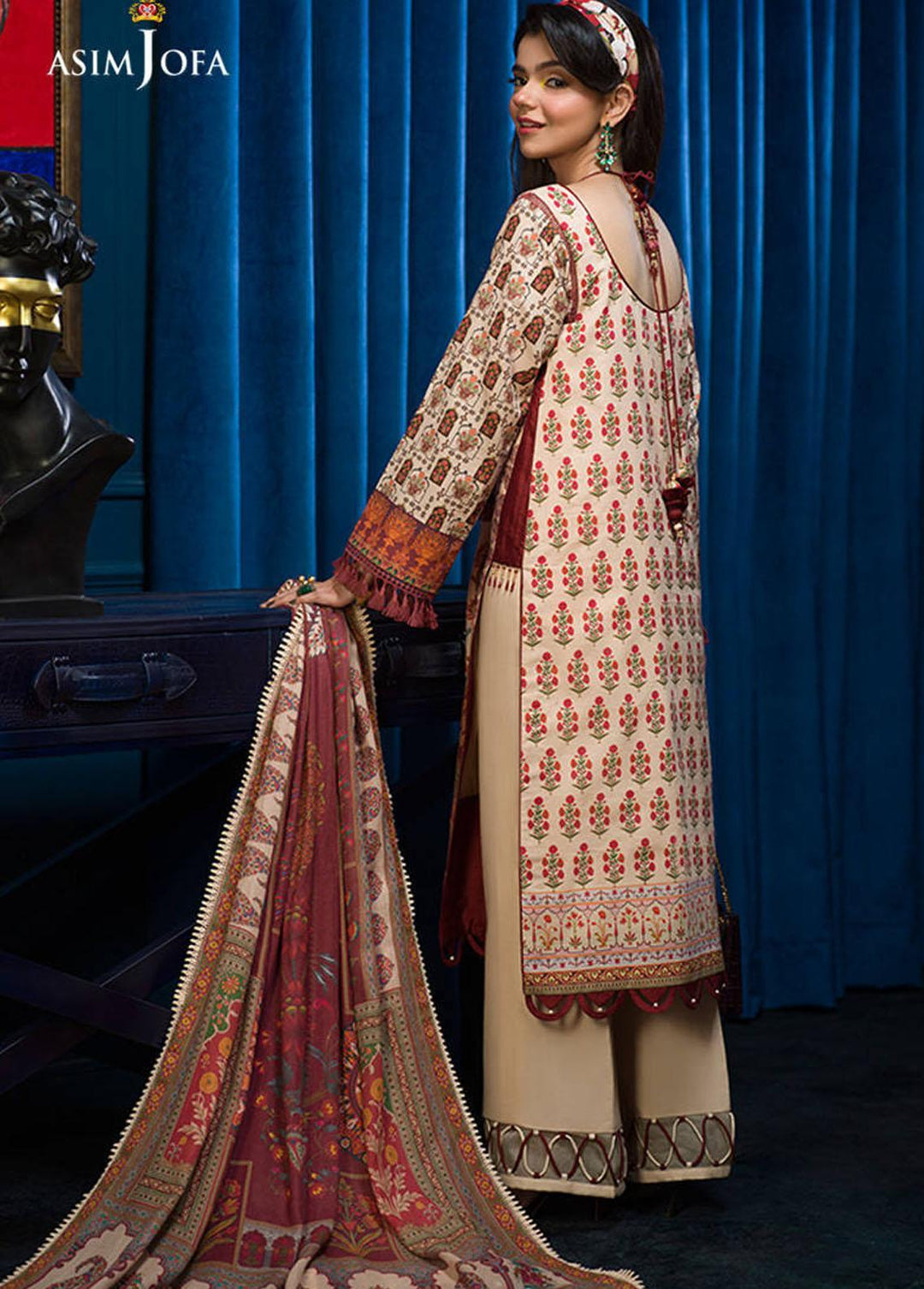 Asra By Asim Jofa Embroidered Cambric Suits Unstitched 3 Piece AJ21A AJE-09 - Winter Collection