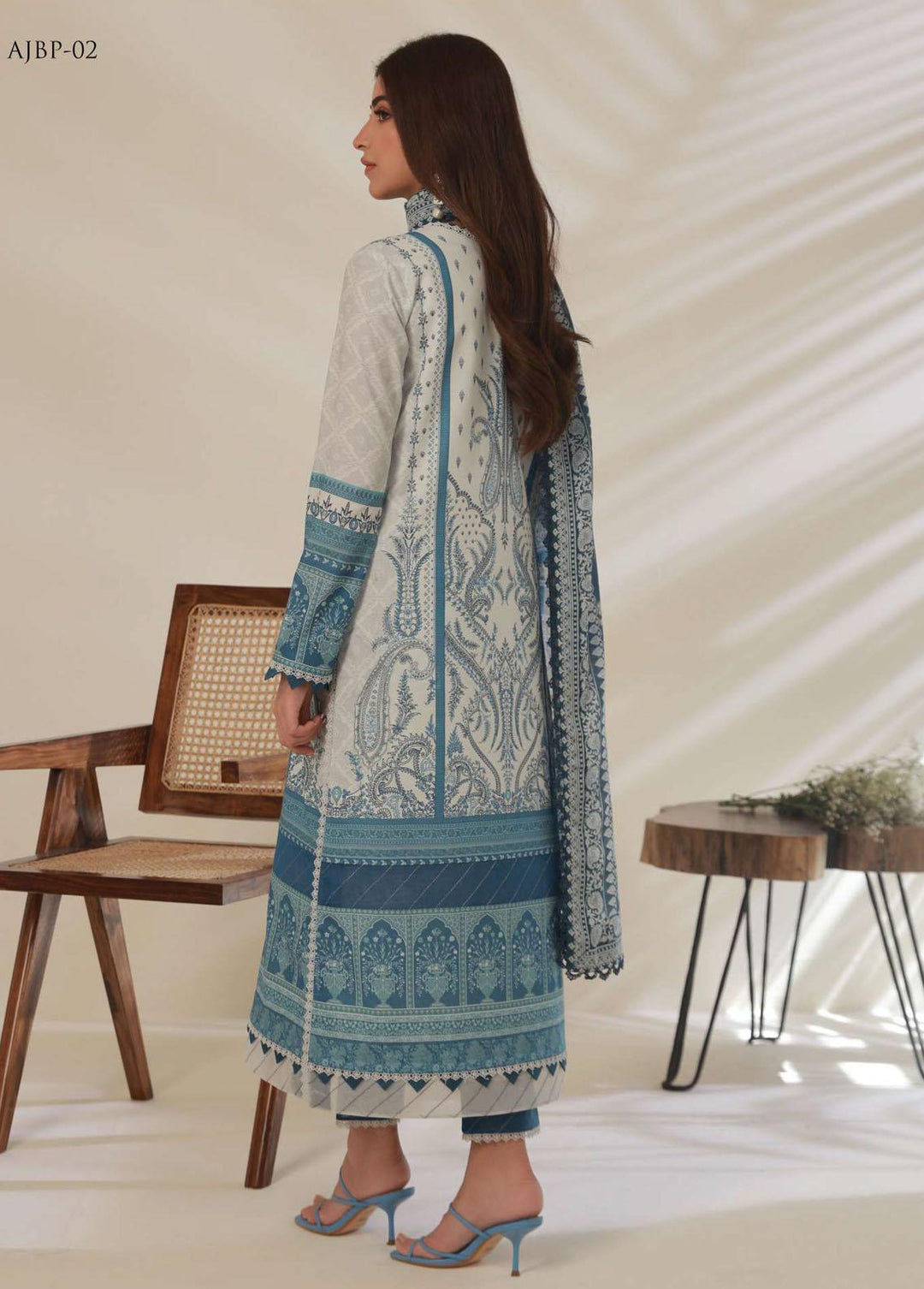 Asim Jofa Embroidered Cambric Suits Unstitched 3 Piece AJ23BP AJBP-02 - Summer Collection