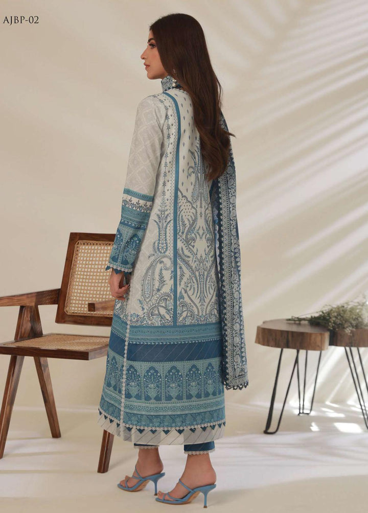 Asim Jofa Embroidered Cambric Suits Unstitched 3 Piece AJ23BP AJBP-02 - Summer Collection