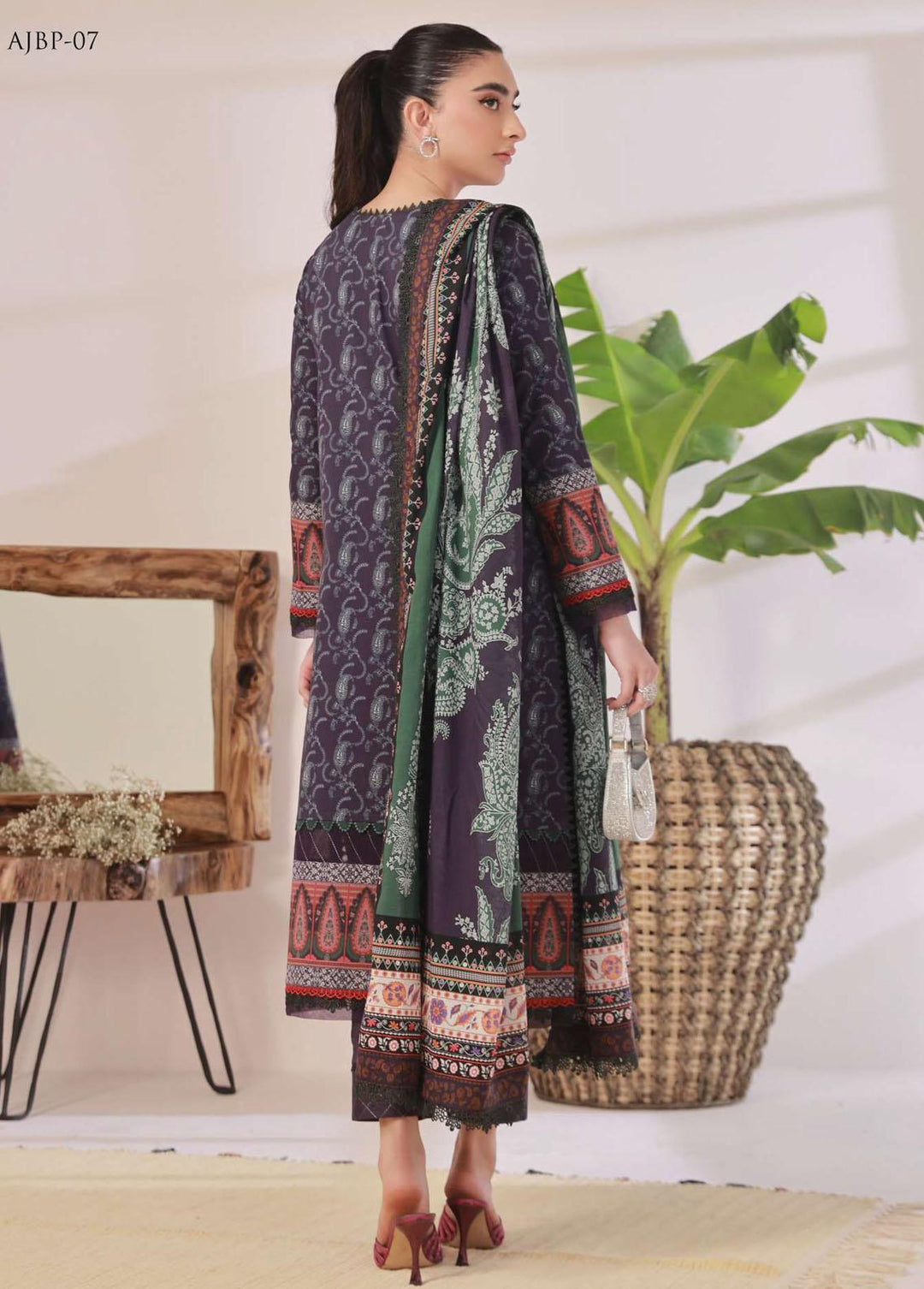 Asim Jofa Embroidered Cambric Suits Unstitched 3 Piece AJ23BP AJBP-07 - Summer Collection