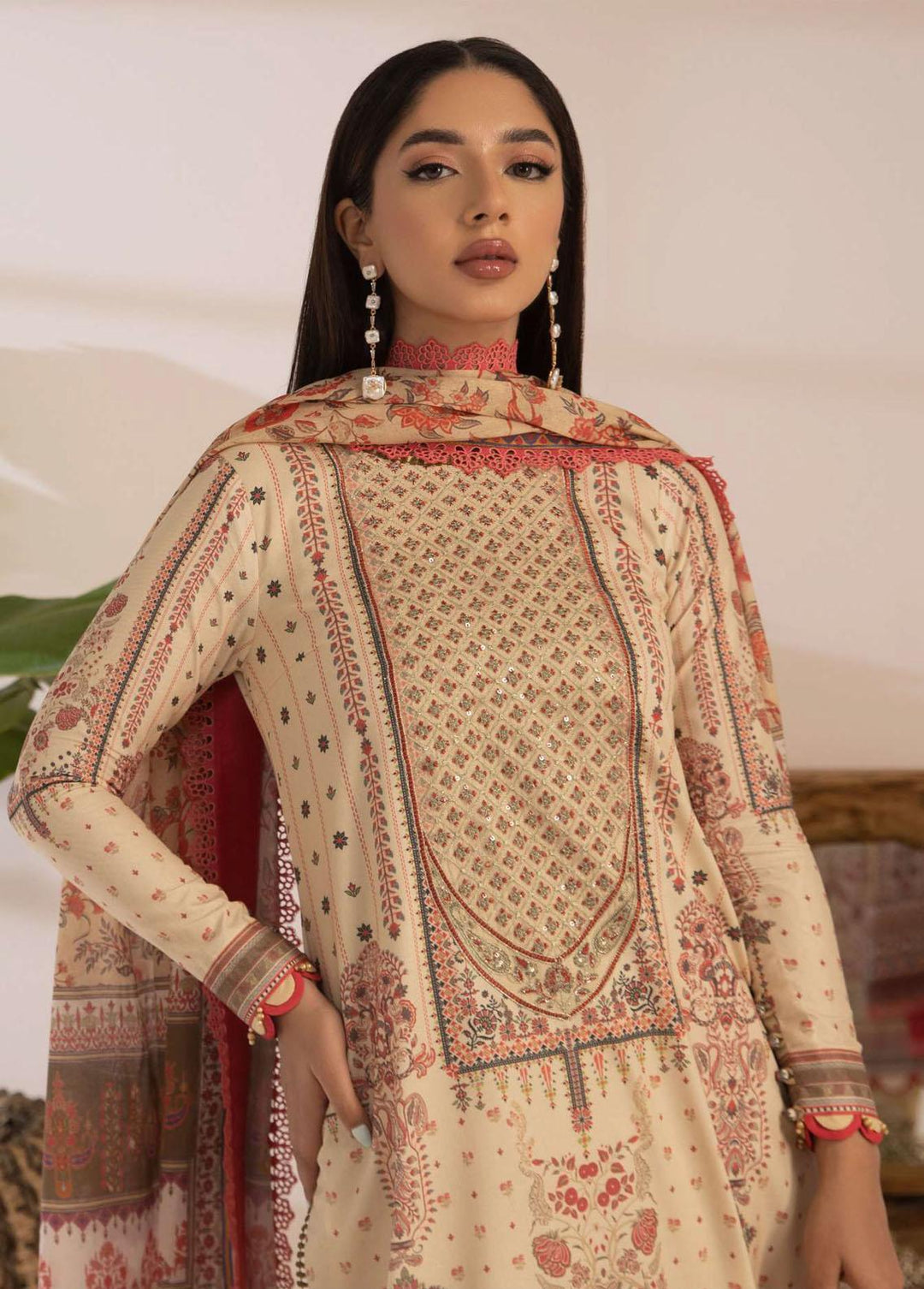 Asim Jofa Embroidered Cambric Suits Unstitched 3 Piece AJ23BP AJBP-10 - Summer Collection