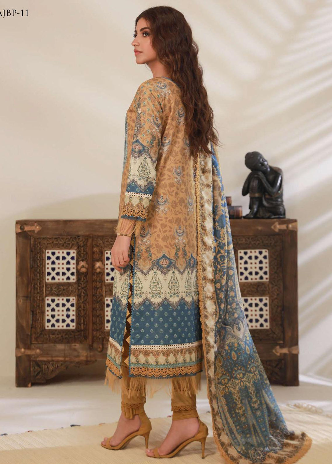 Asim Jofa Embroidered Cambric Suits Unstitched 3 Piece AJ23BP AJBP-11 - Summer Collection