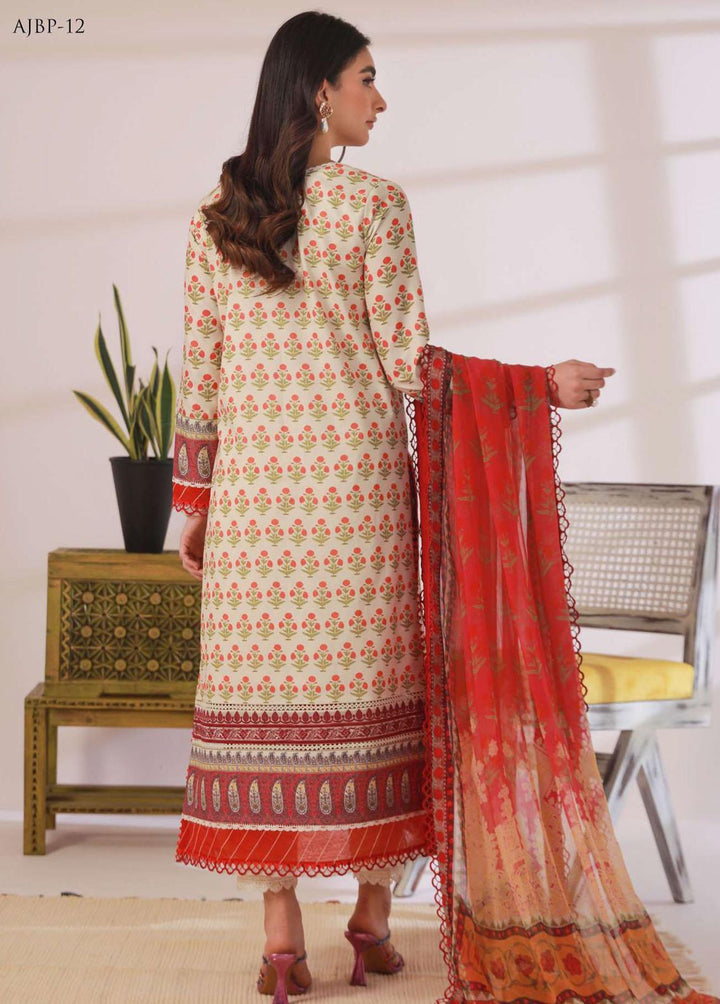 Asim Jofa Embroidered Cambric Suits Unstitched 3 Piece AJ23BP AJBP-12 - Summer Collection
