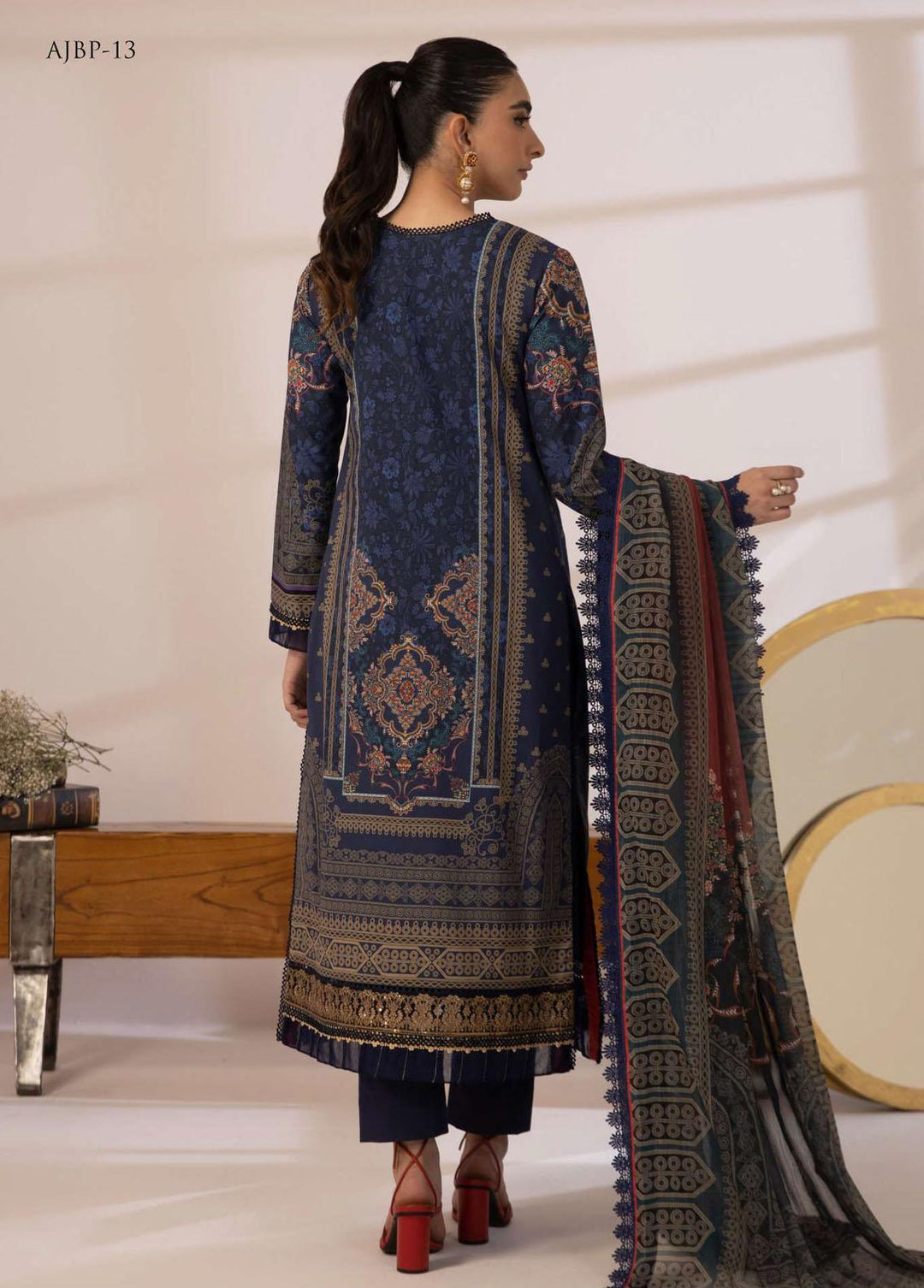 Asim Jofa Embroidered Cambric Suits Unstitched 3 Piece AJ23BP AJBP-13 - Summer Collection