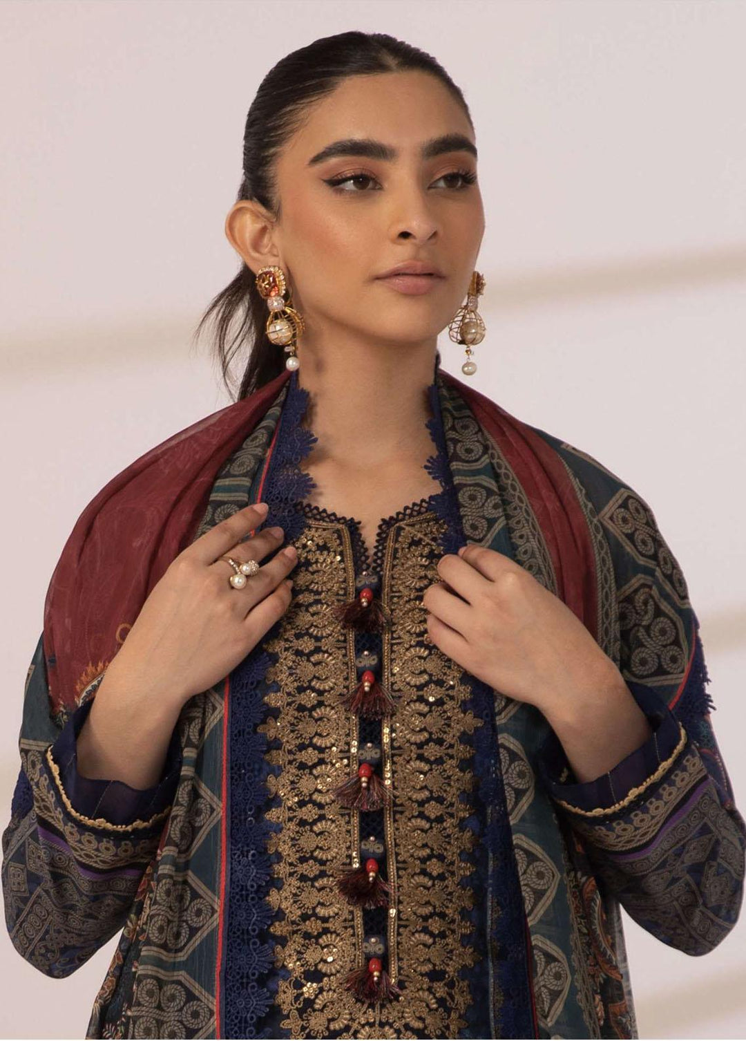 Asim Jofa Embroidered Cambric Suits Unstitched 3 Piece AJ23BP AJBP-13 - Summer Collection