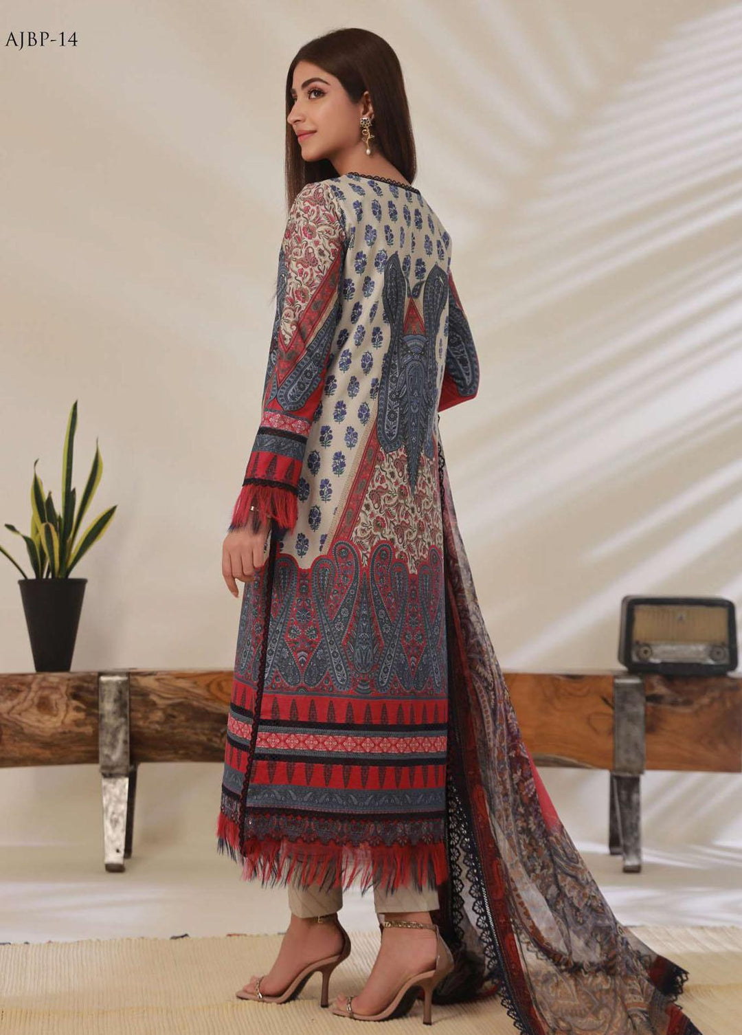 Asim Jofa Embroidered Cambric Suits Unstitched 3 Piece AJ23BP AJBP-14 - Summer Collection