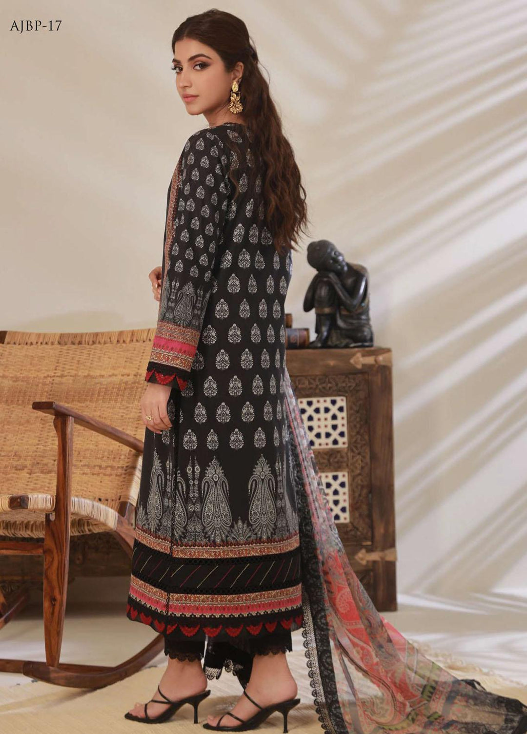 Asim Jofa Embroidered Cambric Suits Unstitched 3 Piece AJ23BP AJBP-17 - Summer Collection