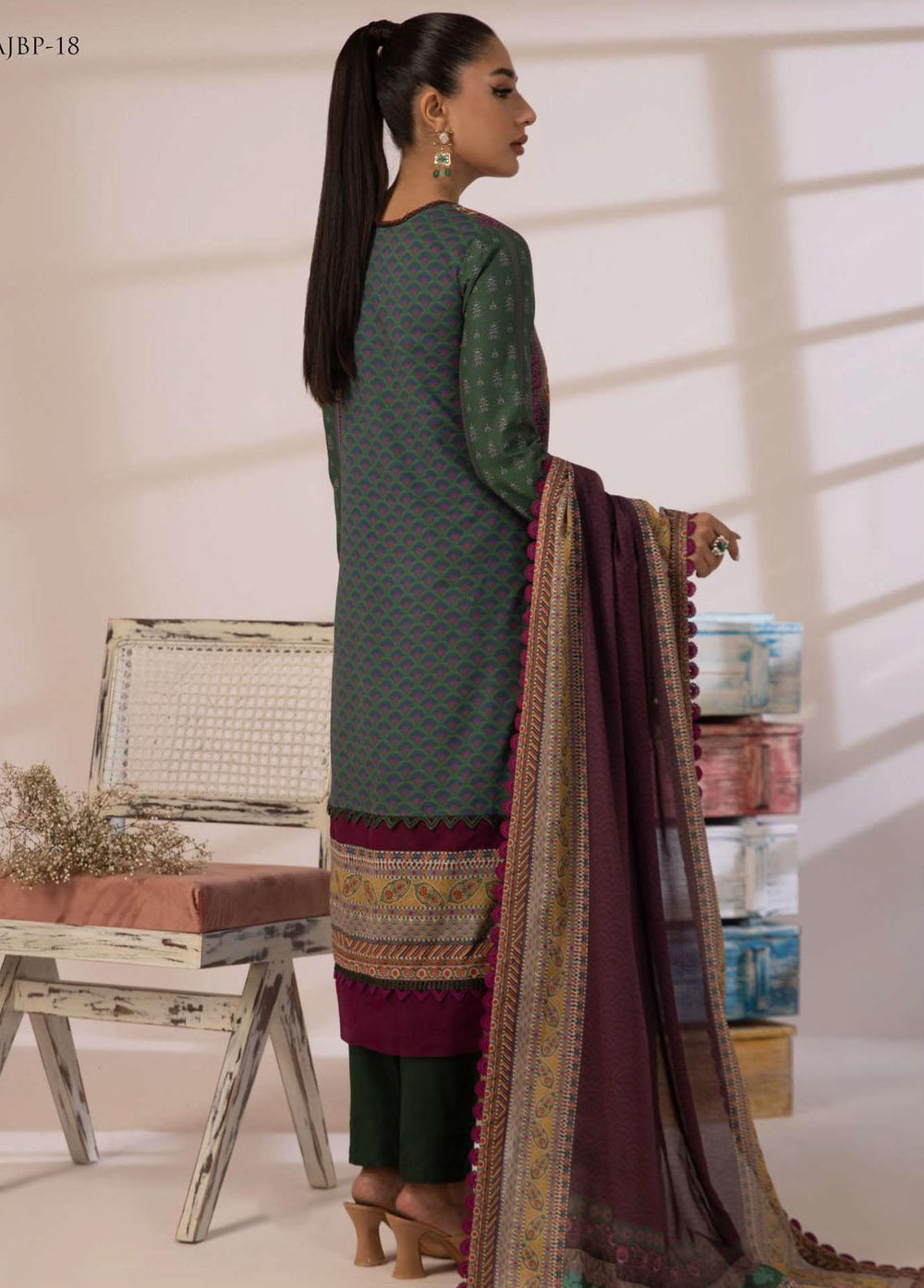 Asim Jofa Printed Cambric Suits Unstitched 2 Piece AJ23BP AJBP-18 - Summer Collection