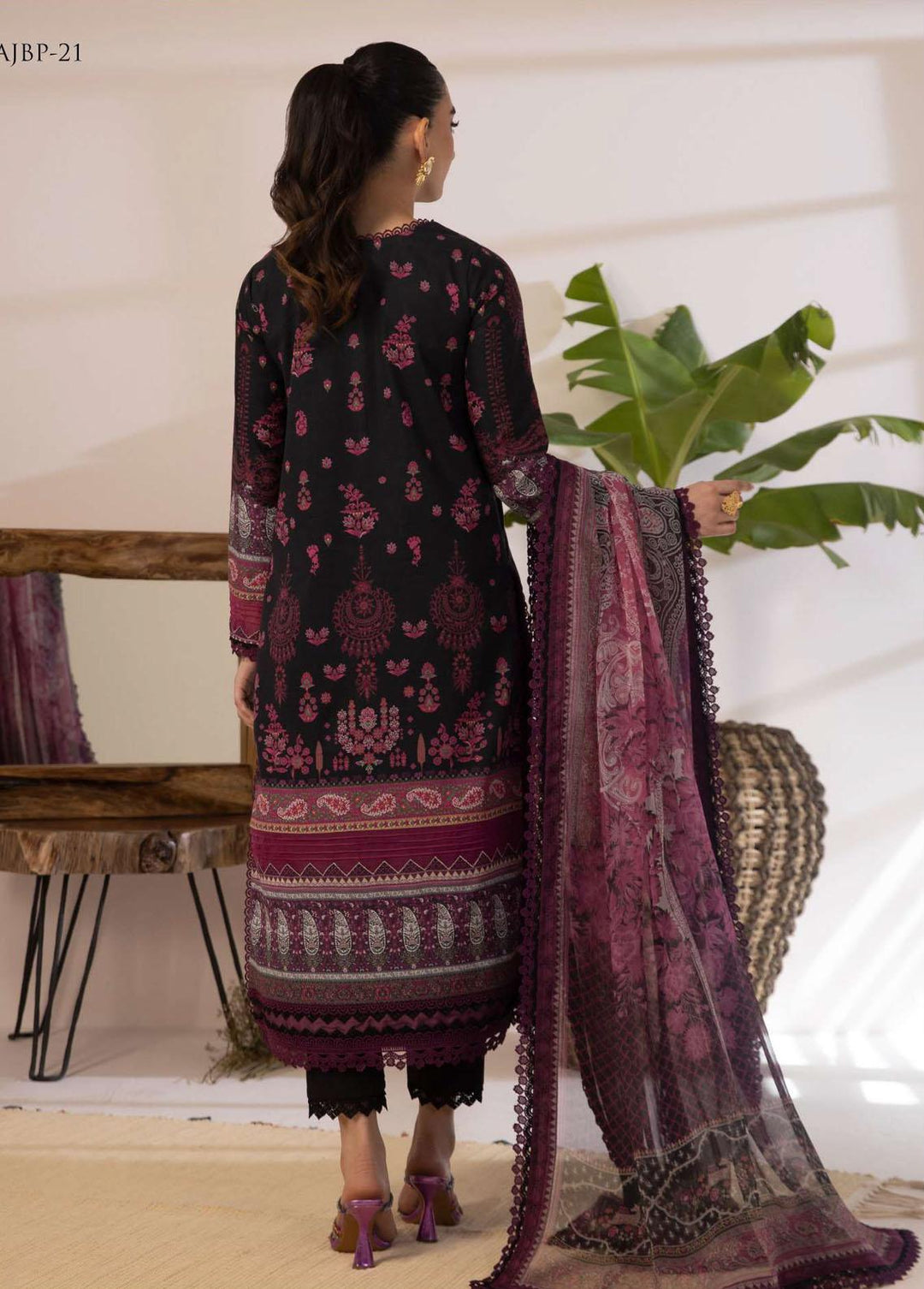 Asim Jofa Embroidered Cambric Suits Unstitched 2 Piece AJ23BP AJBP-21 - Summer Collection