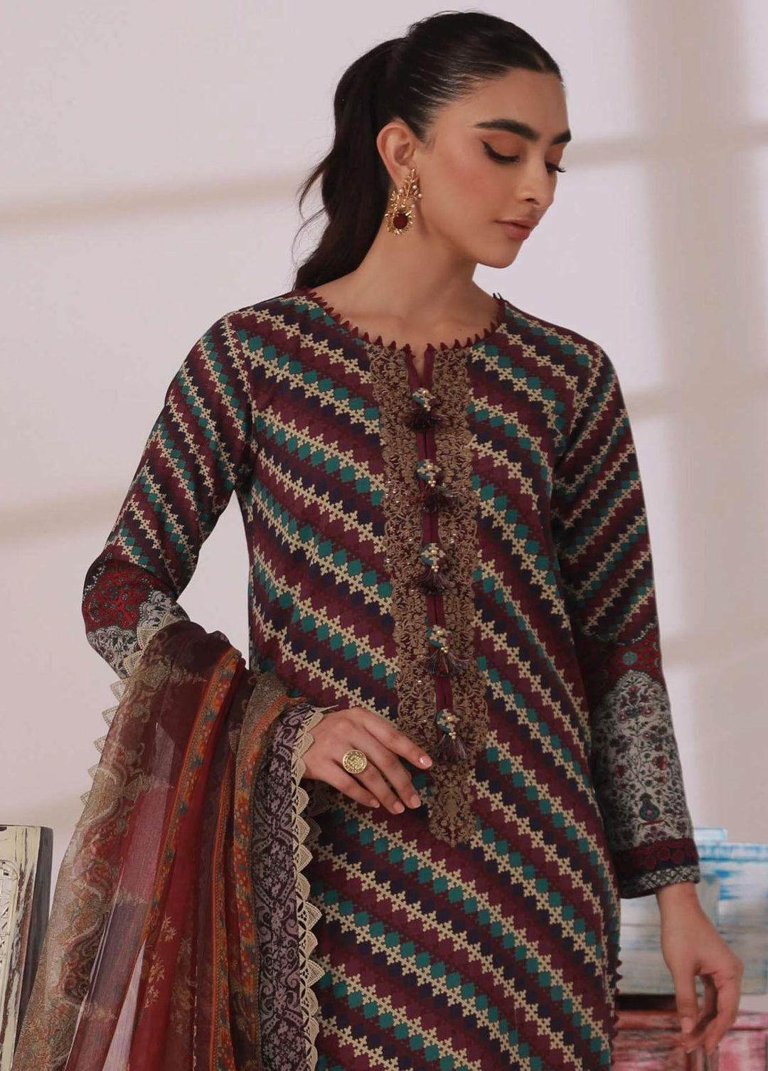 Asim Jofa Embroidered Cambric Suits Unstitched 2 Piece AJ23BP AJBP-22 - Summer Collection