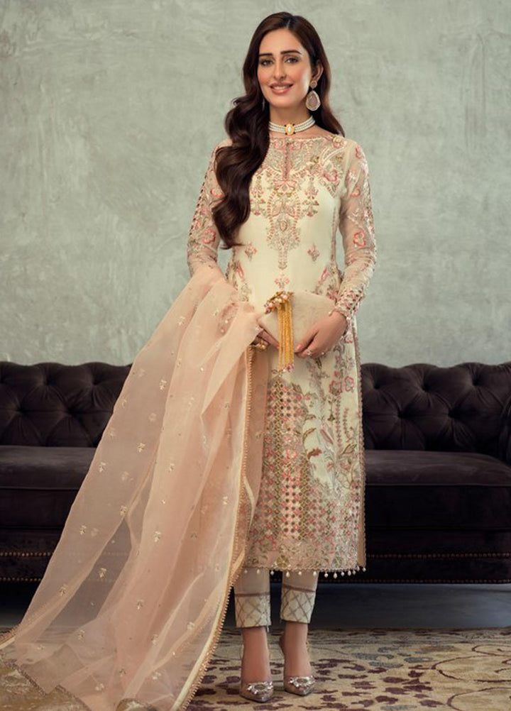 Asim Jofa Embroidered Organza Suits Unstitched 3 Piece AJ21C-2 AJLE-16 - Festive Collection