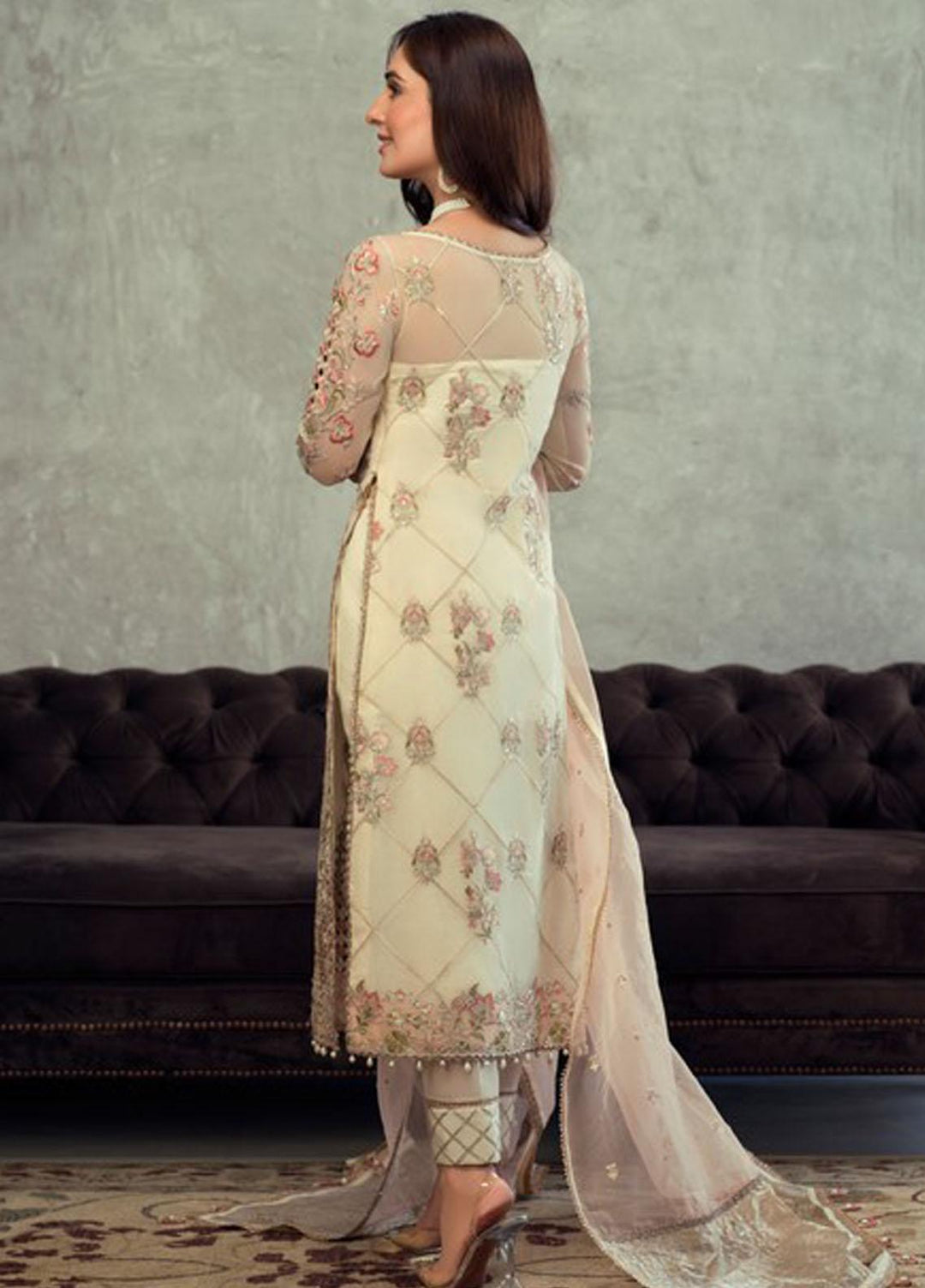 Asim Jofa Embroidered Organza Suits Unstitched 3 Piece AJ21C-2 AJLE-16 - Festive Collection