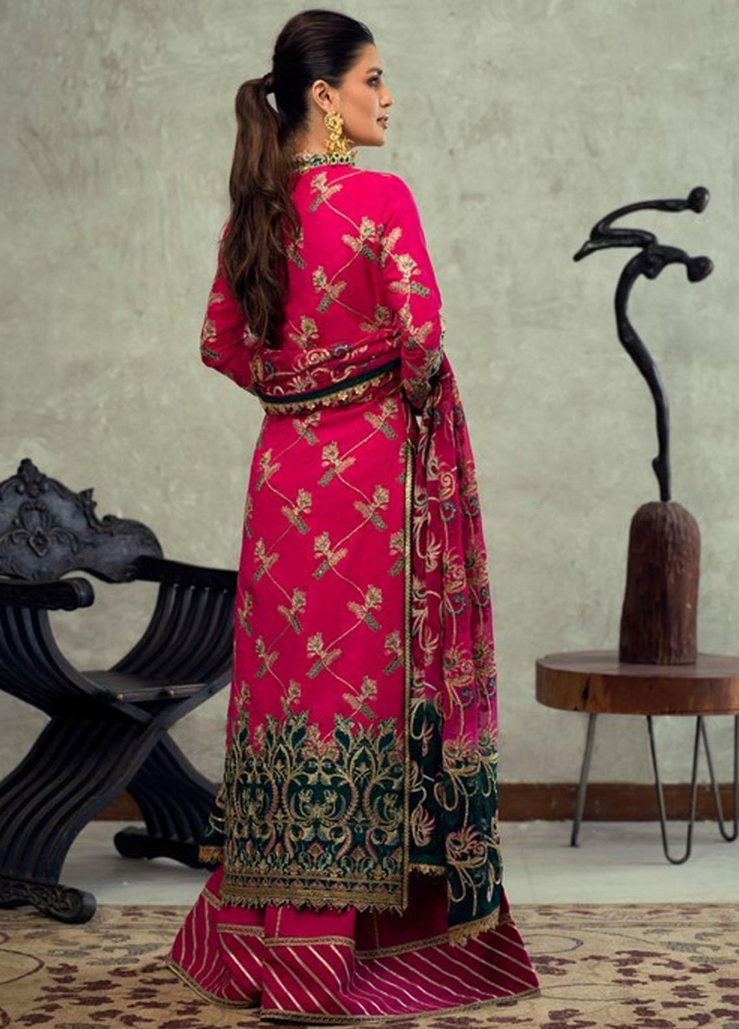 Asim Jofa Embroidered Raw Silk Suits Unstitched 3 Piece AJ21C-2 AJLE-17 - Festive Collection