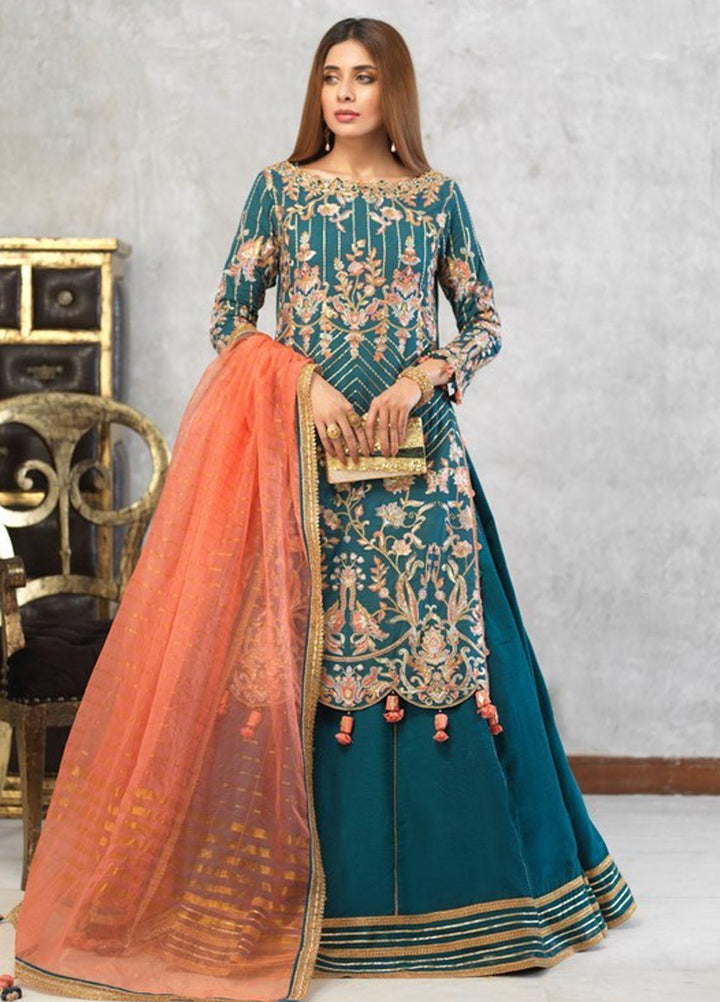 Asim Jofa Embroidered Cotton Net Suits Unstitched 3 Piece AJ21C-2 AJLE-18 - Festive Collection