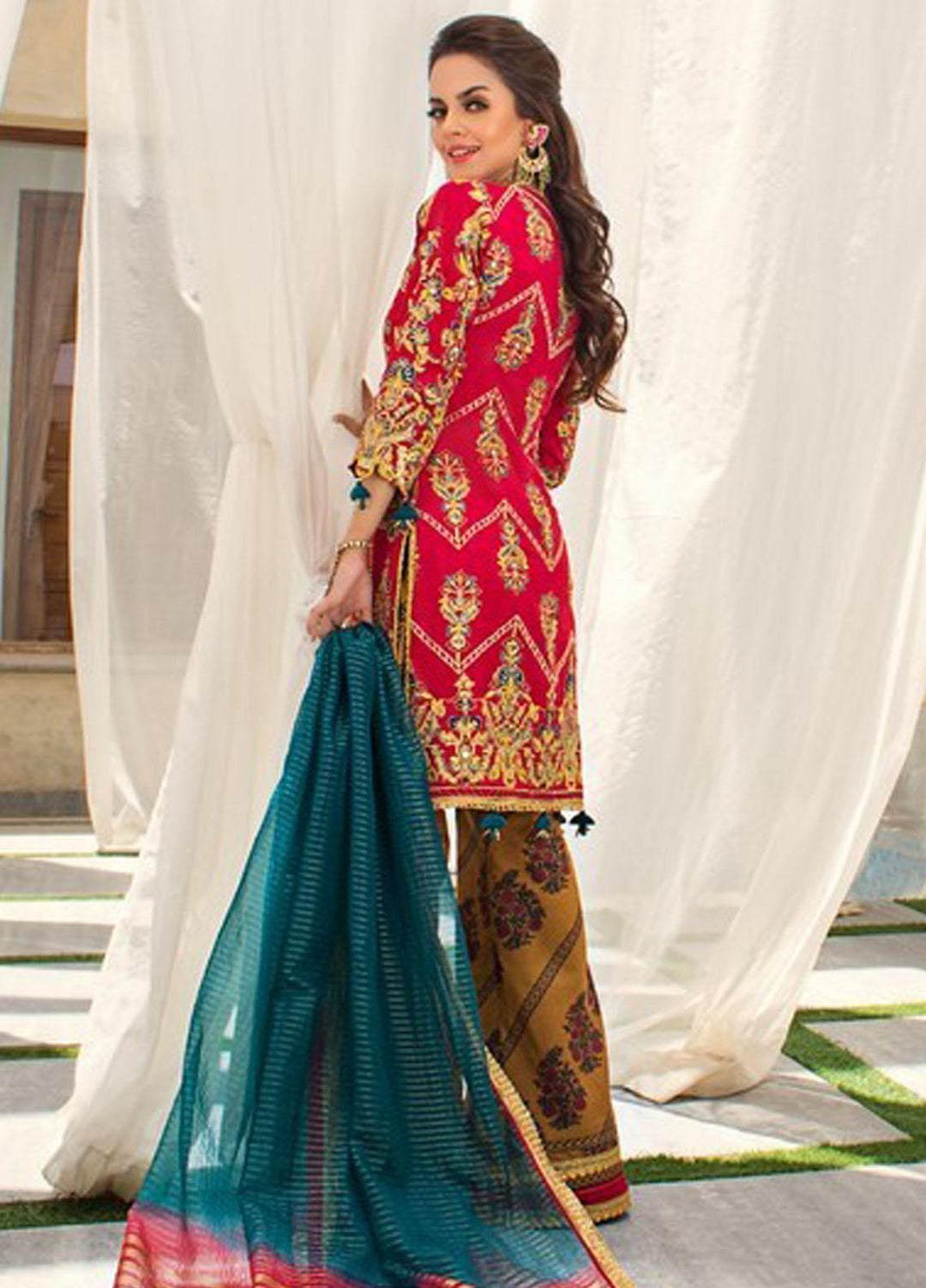 Asim Jofa Embroidered Raw Silk Suits Unstitched 3 Piece AJ21C-2 AJLE-20 - Festive Collection