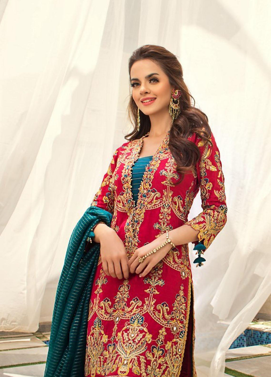 Asim Jofa Embroidered Raw Silk Suits Unstitched 3 Piece AJ21C-2 AJLE-20 - Festive Collection