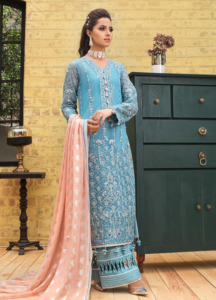 Asim Jofa Embroidered Net Suits Unstitched 3 Piece AJ21C-2 AJLE-21 - Festive Collection