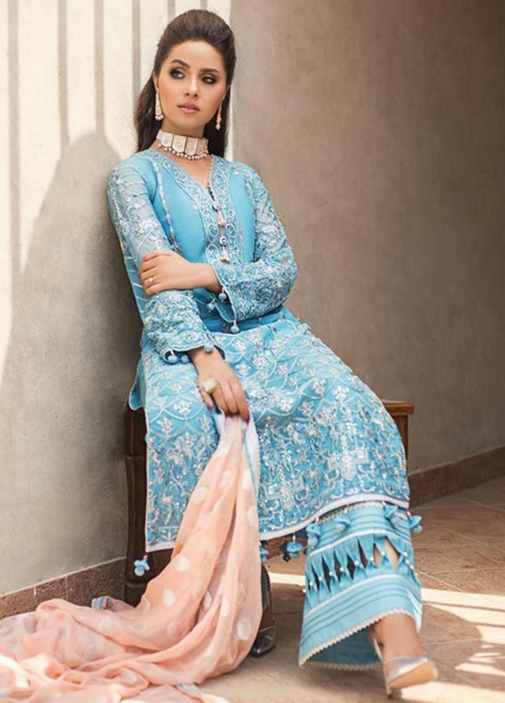 Asim Jofa Embroidered Net Suits Unstitched 3 Piece AJ21C-2 AJLE-21 - Festive Collection