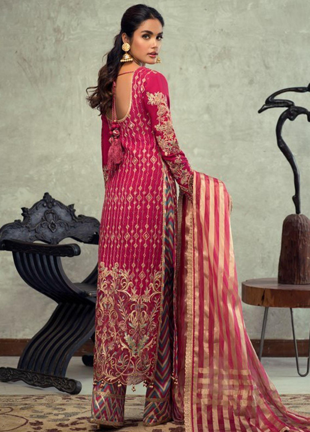 Asim Jofa Embroidered Raw Silk Suits Unstitched 3 Piece AJ21C-2 AJLE-23 - Festive Collection