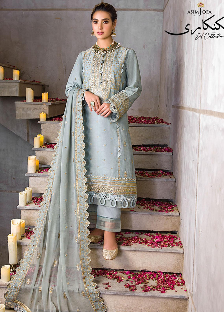 Asim Jofa Embroidered Lawn Suits Unstitched 3 Piece AJ22E AJCK-03 - Eid Collection