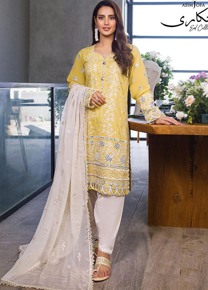 Asim Jofa Embroidered Lawn Suits Unstitched 3 Piece AJ22E AJCK-06 - Eid Collection