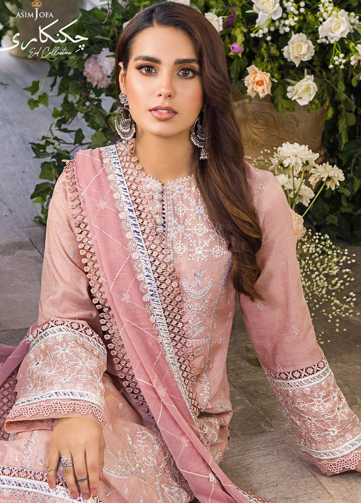 Asim Jofa Embroidered Cotton Suits Unstitched 3 Piece AJ22E AJCK-09 - Eid Collection