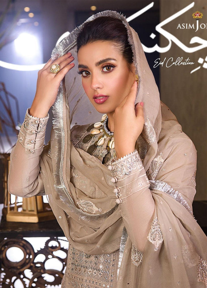 Asim Jofa Embroidered Organza Suits Unstitched 3 Piece AJ22E AJCK-12 - Eid Collection