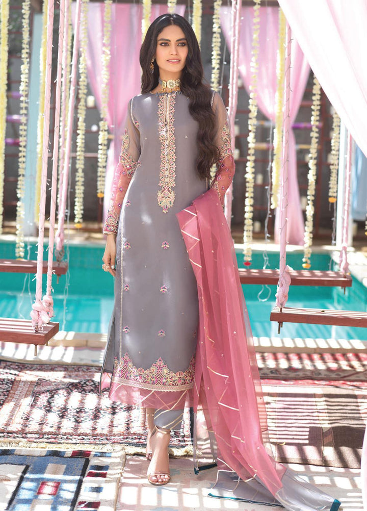 Asim Jofa Embroidered Organza Suits Unstitched 3 Piece AJ21E 03 - Festive Collection