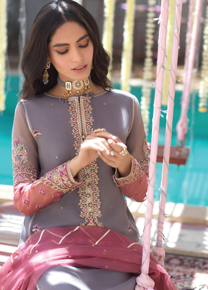 Asim Jofa Embroidered Organza Suits Unstitched 3 Piece AJ21E 03 - Festive Collection