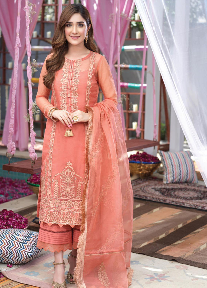 Asim Jofa Embroidered Organza Suits Unstitched 3 Piece AJ21E 04 - Festive Collection