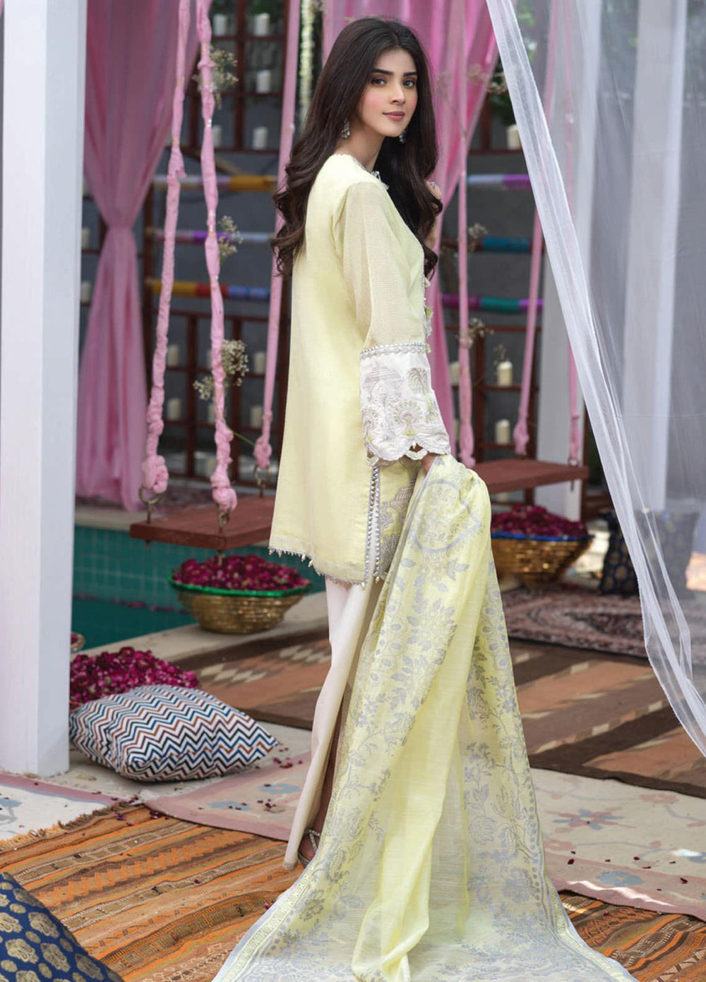 Asim Jofa Embroidered Cotton Net Suits Unstitched 3 Piece AJ21E 06 - Festive Collection