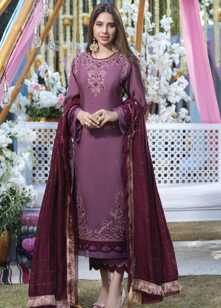 Asim Jofa Embroidered Woven Slub Cotton Suits Unstitched 3 Piece AJ21E 08 - Festive Collection