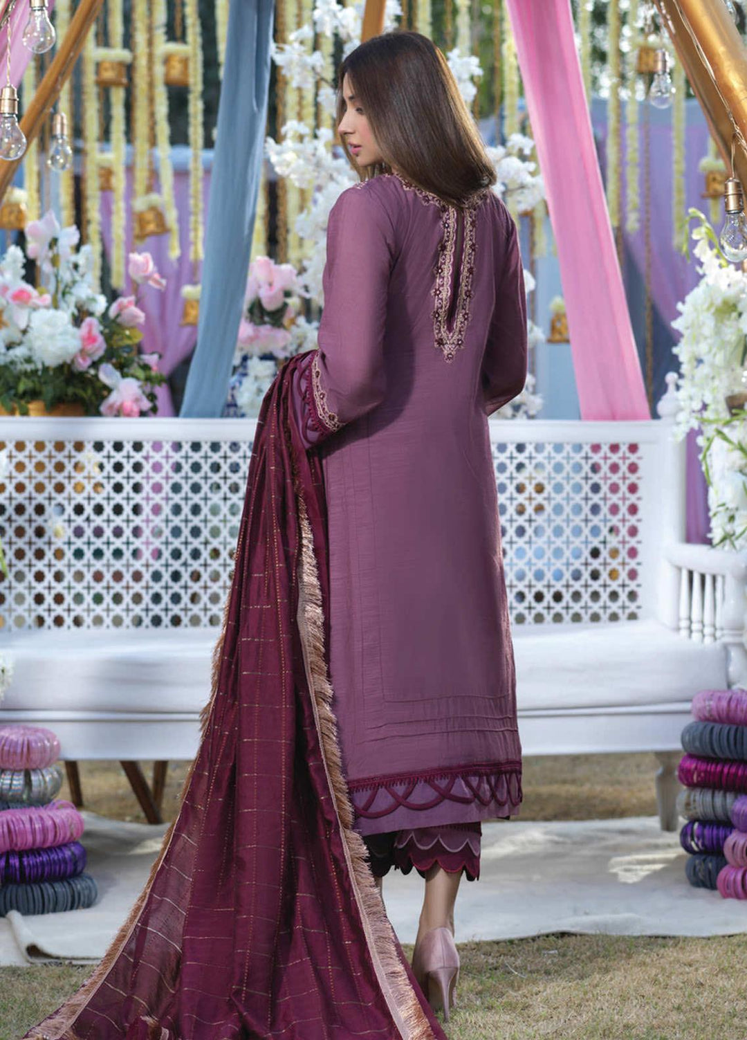 Asim Jofa Embroidered Woven Slub Cotton Suits Unstitched 3 Piece AJ21E 08 - Festive Collection