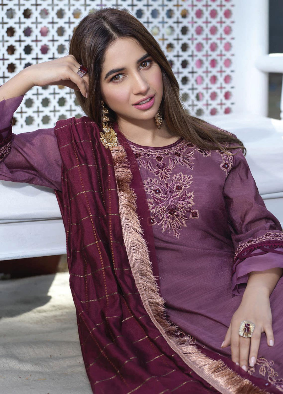 Asim Jofa Embroidered Woven Slub Cotton Suits Unstitched 3 Piece AJ21E 08 - Festive Collection