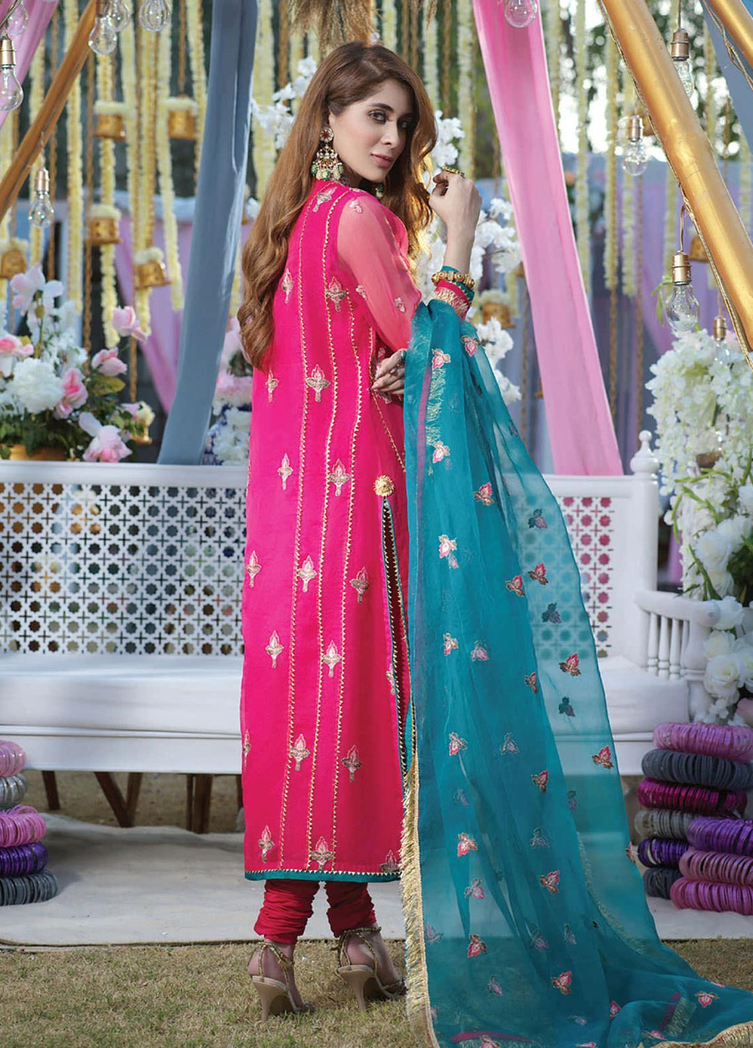 Asim Jofa Embroidered Organza Suits Unstitched 3 Piece AJ21E 10 - Festive Collection