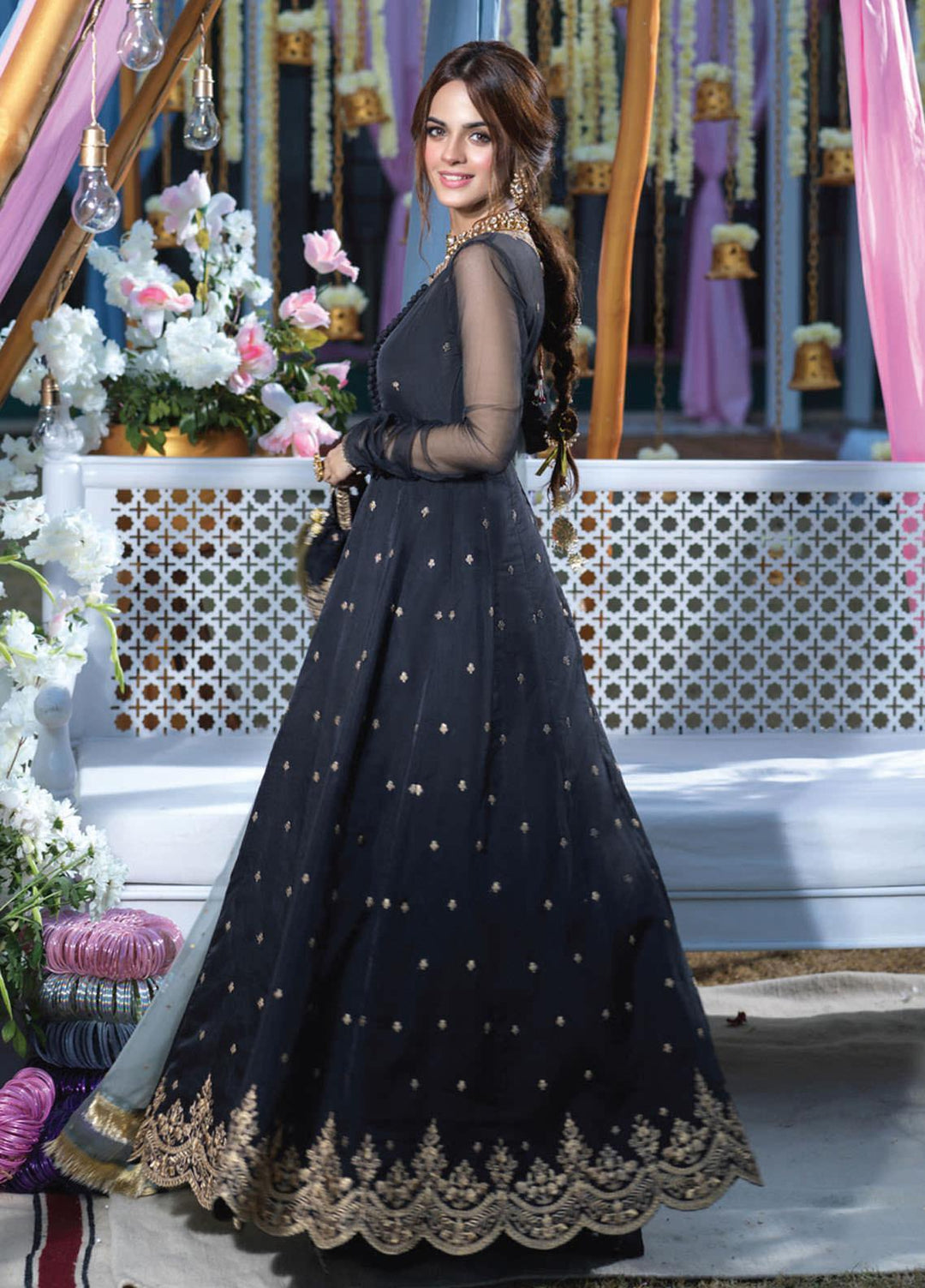 Asim Jofa Embroidered Organza Suits Unstitched 3 Piece AJ21E 11 - Festive Collection