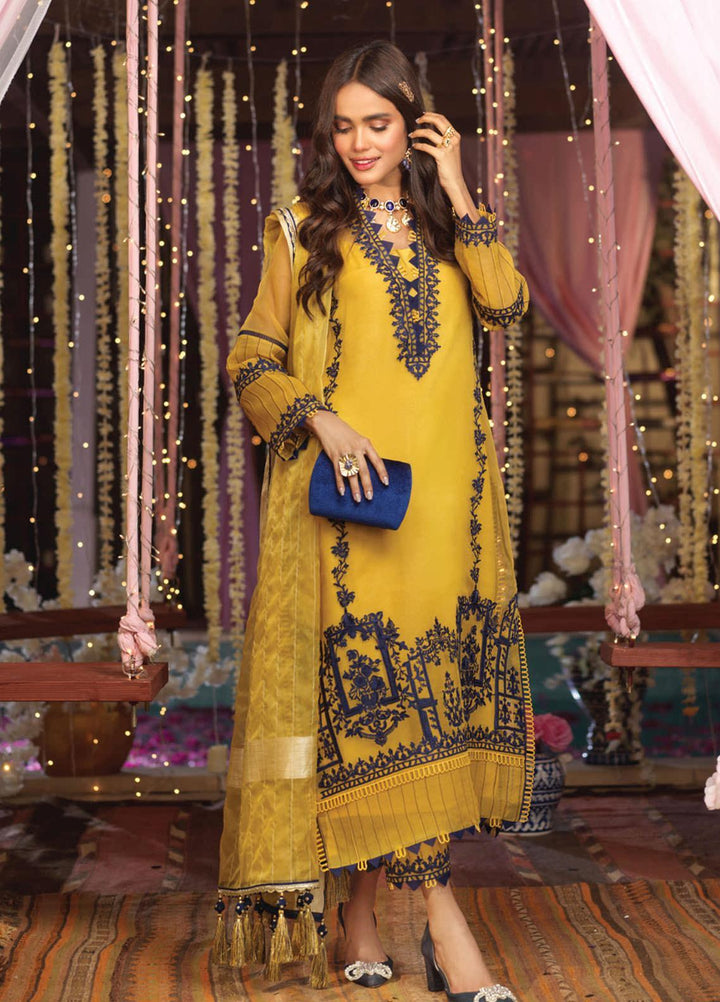 Asim Jofa Embroidered Organza Suits Unstitched 3 Piece AJ21E 12 - Festive Collection