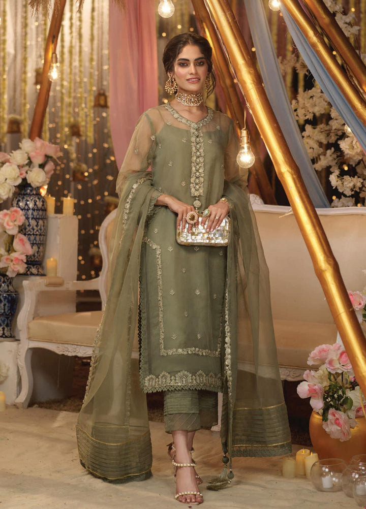 Asim Jofa Embroidered Organza Suits Unstitched 3 Piece AJ21E 17 - Festive Collection