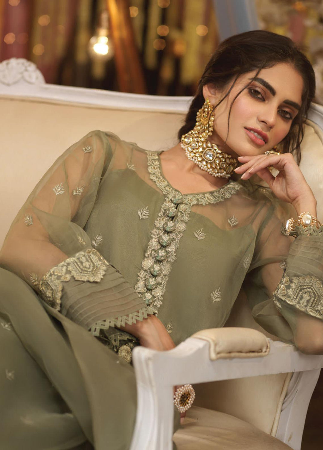 Asim Jofa Embroidered Organza Suits Unstitched 3 Piece AJ21E 17 - Festive Collection