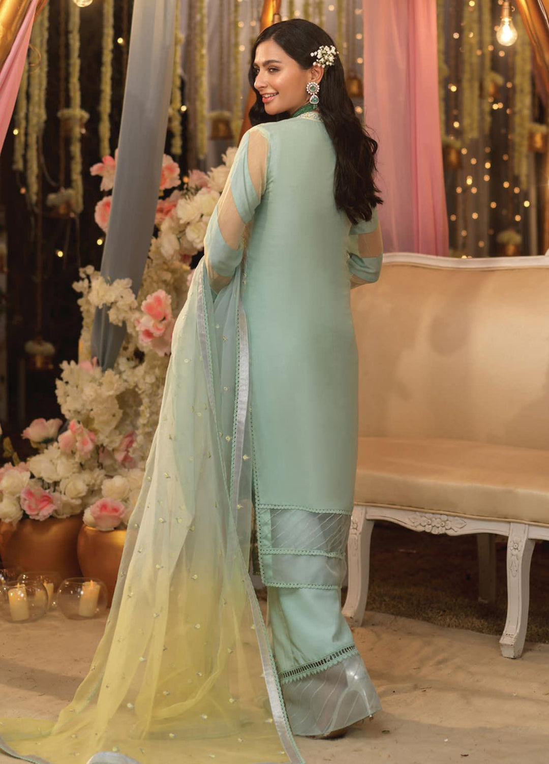 Asim Jofa Embroidered Cotton Net Suits Unstitched 3 Piece AJ21E 19 - Festive Collection