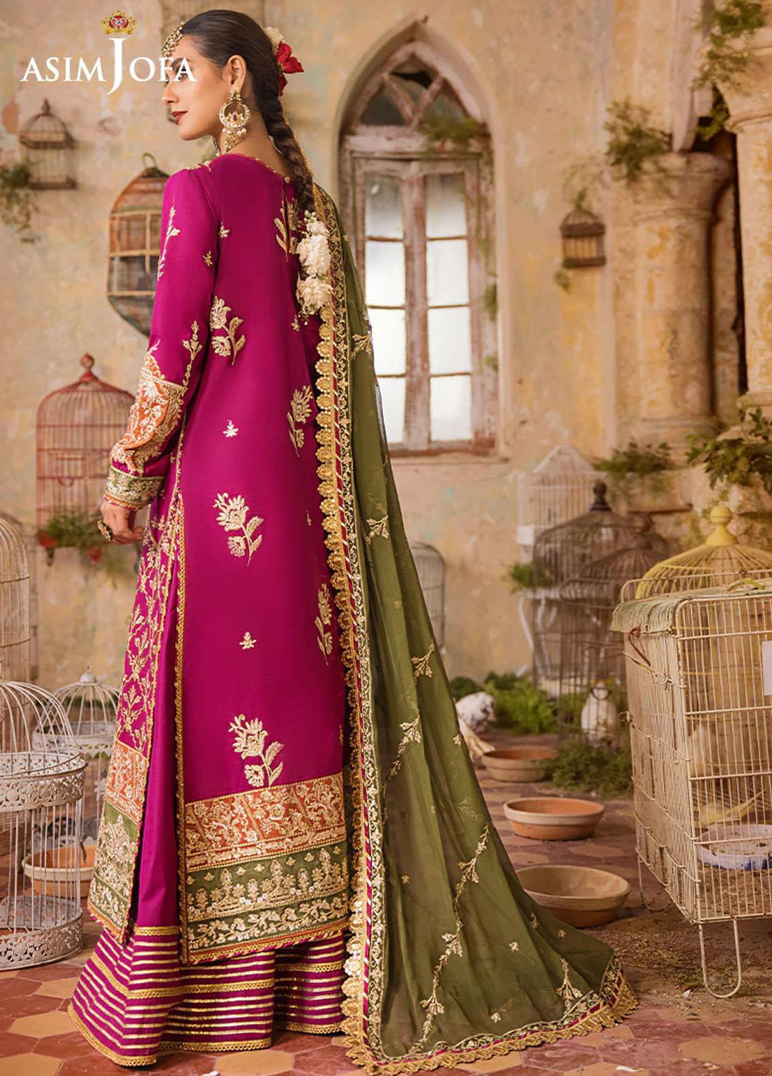 Asim Jofa Embroidered Lawn Suits Unstitched 3 Piece AJ23EL AJLR-02 - Luxury Lawn Collection